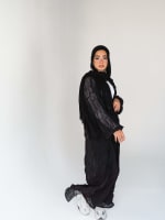 Chiffon Pleated kimono in black 