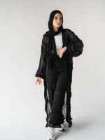 Chiffon Pleated kimono in black 