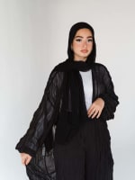 Chiffon Pleated kimono in black 