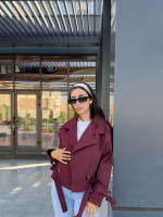 Cropped coat in burgundy 