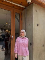  wrap Linen shirt- pink