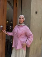  wrap Linen shirt- pink