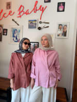  wrap Linen shirt- pink