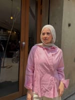  wrap Linen shirt- pink