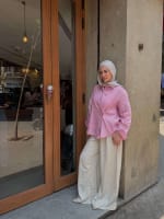  wrap Linen shirt- pink