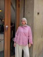  wrap Linen shirt- pink