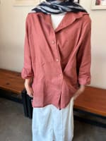 Wrap linen shirt - Dusty teracotta