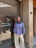 Wrap linen shirt- Dusty blue