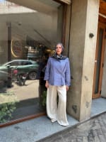 Wrap linen shirt- Dusty blue