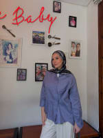 Wrap linen shirt- Dusty blue