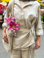 Side tie linen shirt