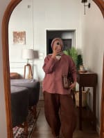 Wrap linen shirt-Rose ebony