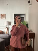 Wrap linen shirt-Rose ebony