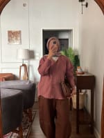 Wrap linen shirt-Rose ebony