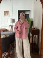  wrap Linen shirt- pink