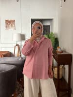  wrap Linen shirt- pink