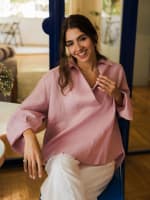 The soft glow top-pink