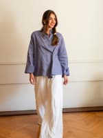 Wrap linen shirt- Dusty blue