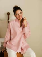  wrap Linen shirt- pink