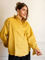 Wrap linen shirt-mustard