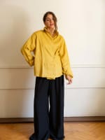 Wrap linen shirt-mustard