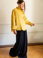 Wrap linen shirt-mustard