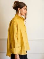 Wrap linen shirt-mustard