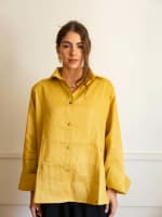 Wrap linen shirt-mustard