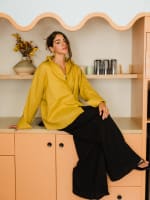 Wrap linen shirt-mustard
