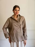 Wrap linen shirt-cafe