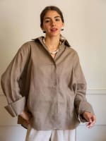 Wrap linen shirt-cafe