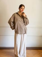 Wrap linen shirt-cafe