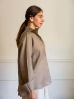 Wrap linen shirt-cafe