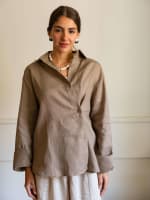 Wrap linen shirt-cafe