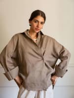 Wrap linen shirt-cafe
