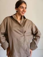 Wrap linen shirt-cafe