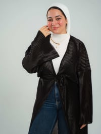 Elegance pleated kimono in black