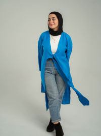Front tie in blue 
