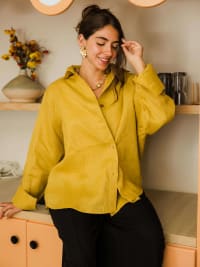 Wrap linen shirt-mustard