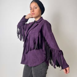 Burgundy fringes jacket 