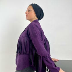 Burgundy fringes jacket 