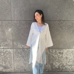 Front tie cardigan in white 