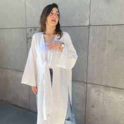 Front tie cardigan in white 
