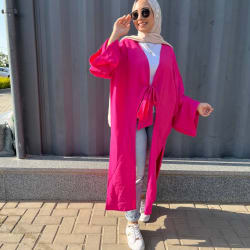 Front tie cardigan in hot pink 