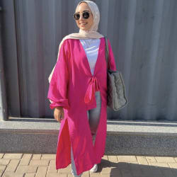 Front tie cardigan in hot pink 