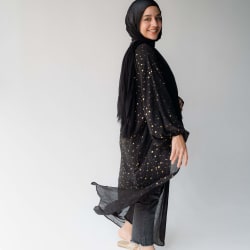 Galaxy kimono with gold stars in black 
