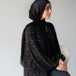 Galaxy kimono with gold stars in black 