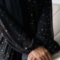 Galaxy kimono with gold stars in black 