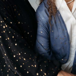 Galaxy kimono with gold stars in black 
