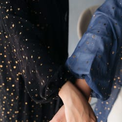 Galaxy kimono with gold stars in black 